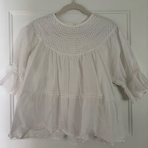 Chic White Blouse with Eyelet Detail